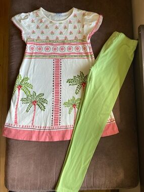 Palm Print dress with Leggings size 8-9 years